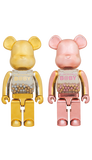 MEDICOM BE@RBRICK PINK & GOLD Ver. 1000% Bearbrick Set of 2